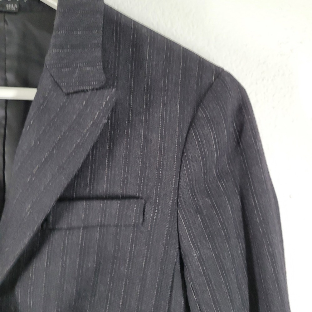 Theory Blazer Womens 2 Charcoal Gray Pinstripe Wool Blend Single Button Jacket - Picture 3 of 9